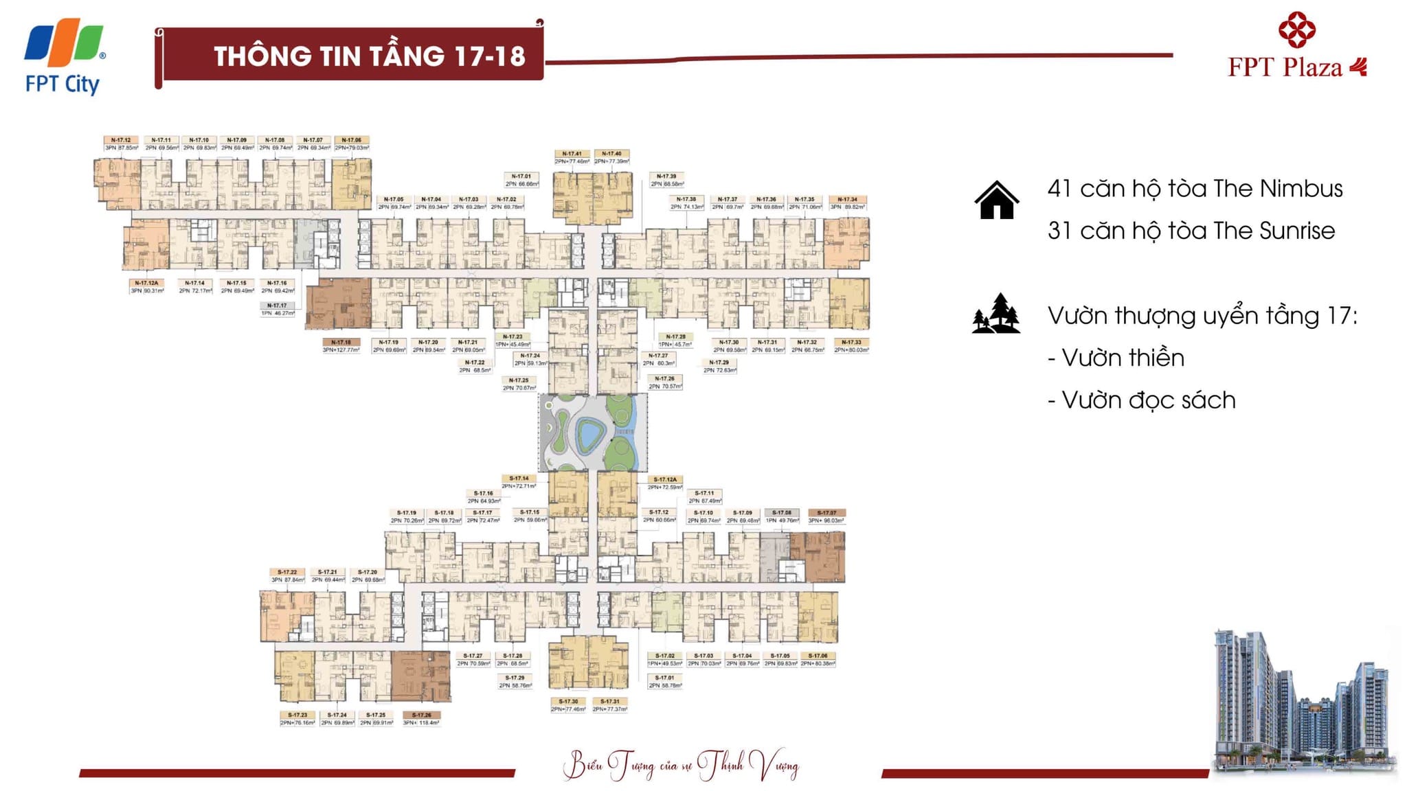 FPT Plaza 4 Mặt bằng tầng điển hình 17 - 18 dự án căn hộ FPT Plaza 4