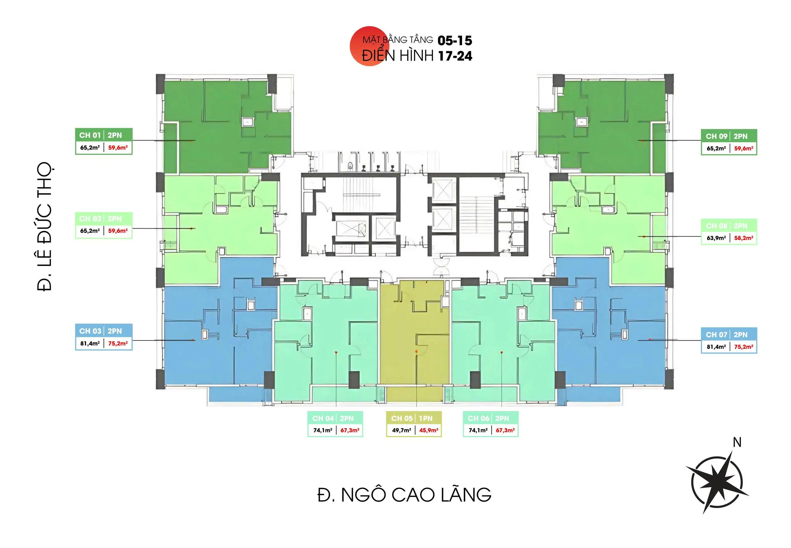 Hiyori Aqua Tower Mặt bằng tầng điển hình dự án căn hộ Hiyori Aqua Tower Đà Nẵng