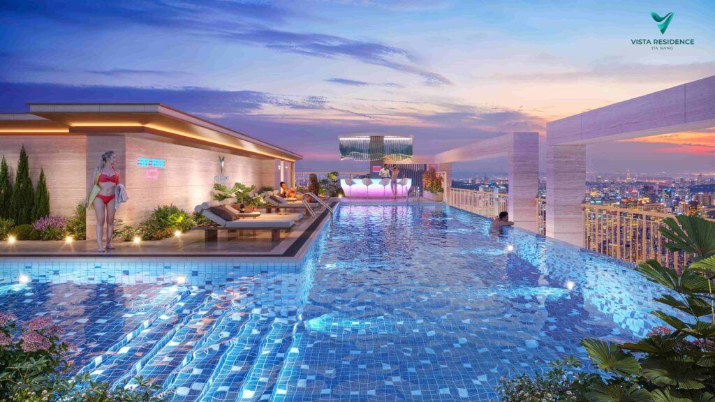 Phối cảnh hồ bơi vô cực tầng 20 dự án Vista Residence (Danang Gold Tower)