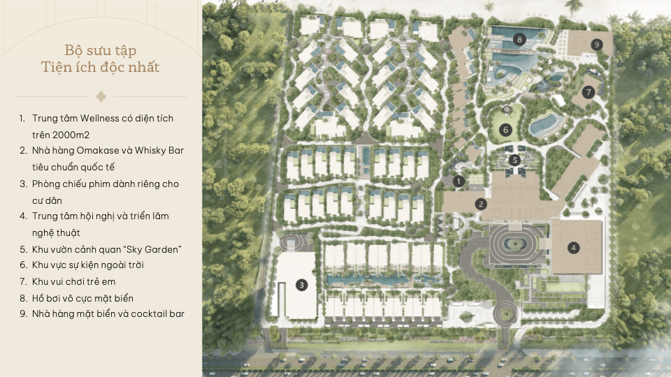 Sơ đồ bố trí tiện ích tại dự án The Residences at Arbor Villas 