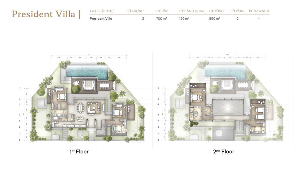 Mặt bằng căn President - Arbora Villa