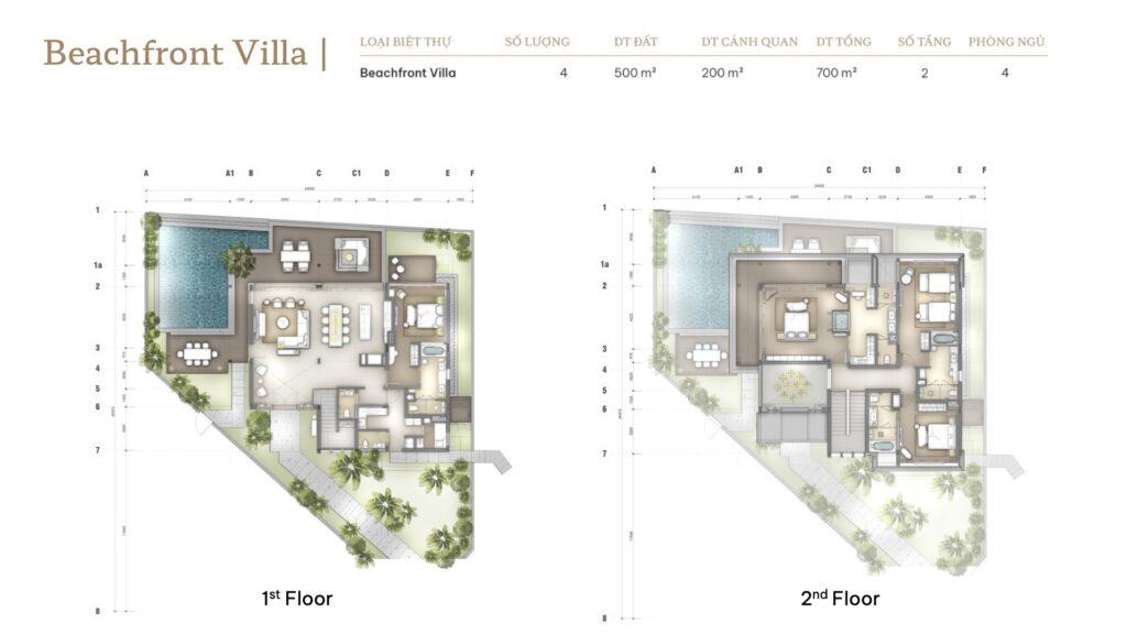 Mặt bằng căn Beachfront - Arbora Villa