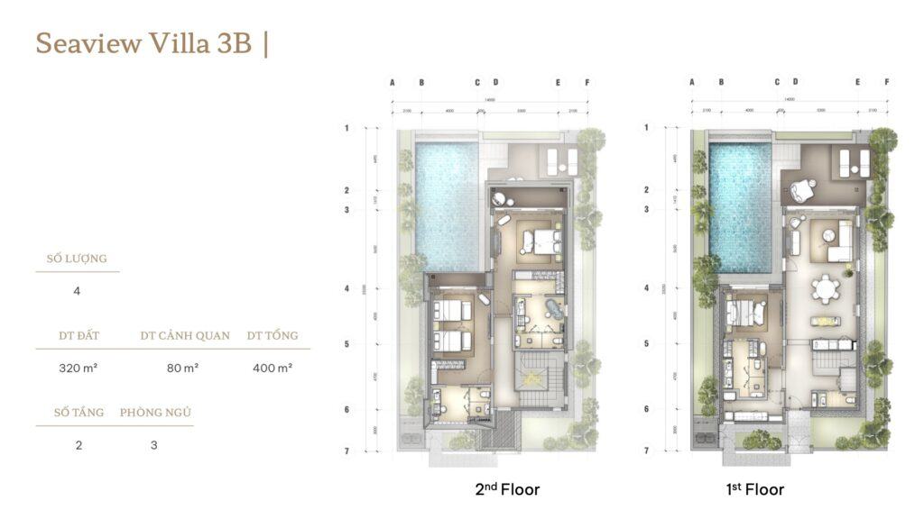 Mặt bằng căn Sea View 3B - Arbora Villa