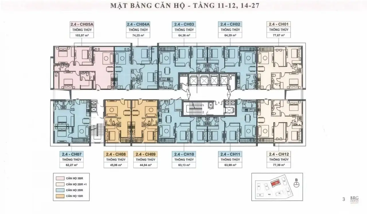 Mặt bằng tầng 11 - 12 - 14 - 27 dự án căn hộ Capital Square 2 tòa 2.4