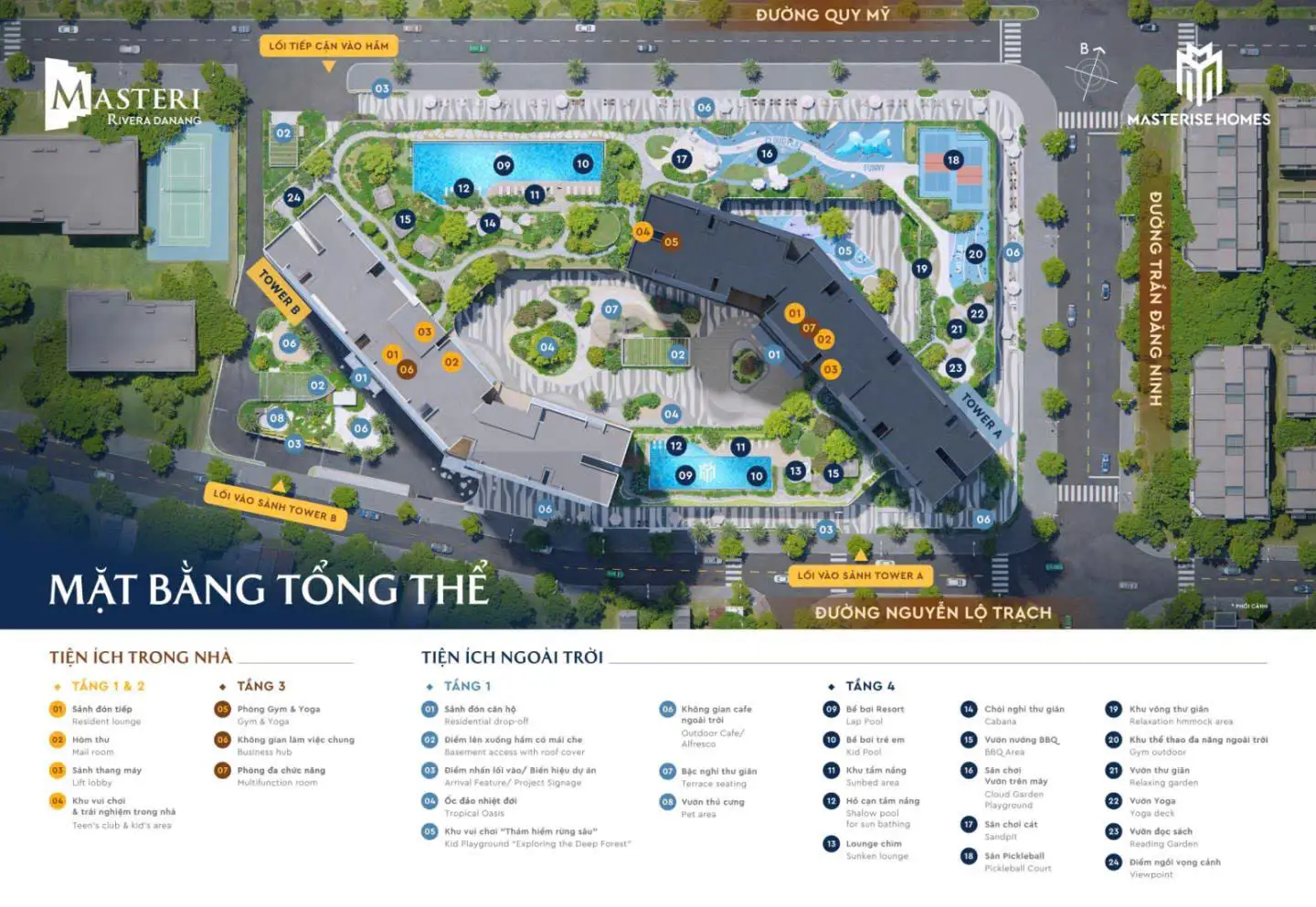 Mặt bằng hệ thống tiện ích tại dự án Masteri Rivera Da Nang