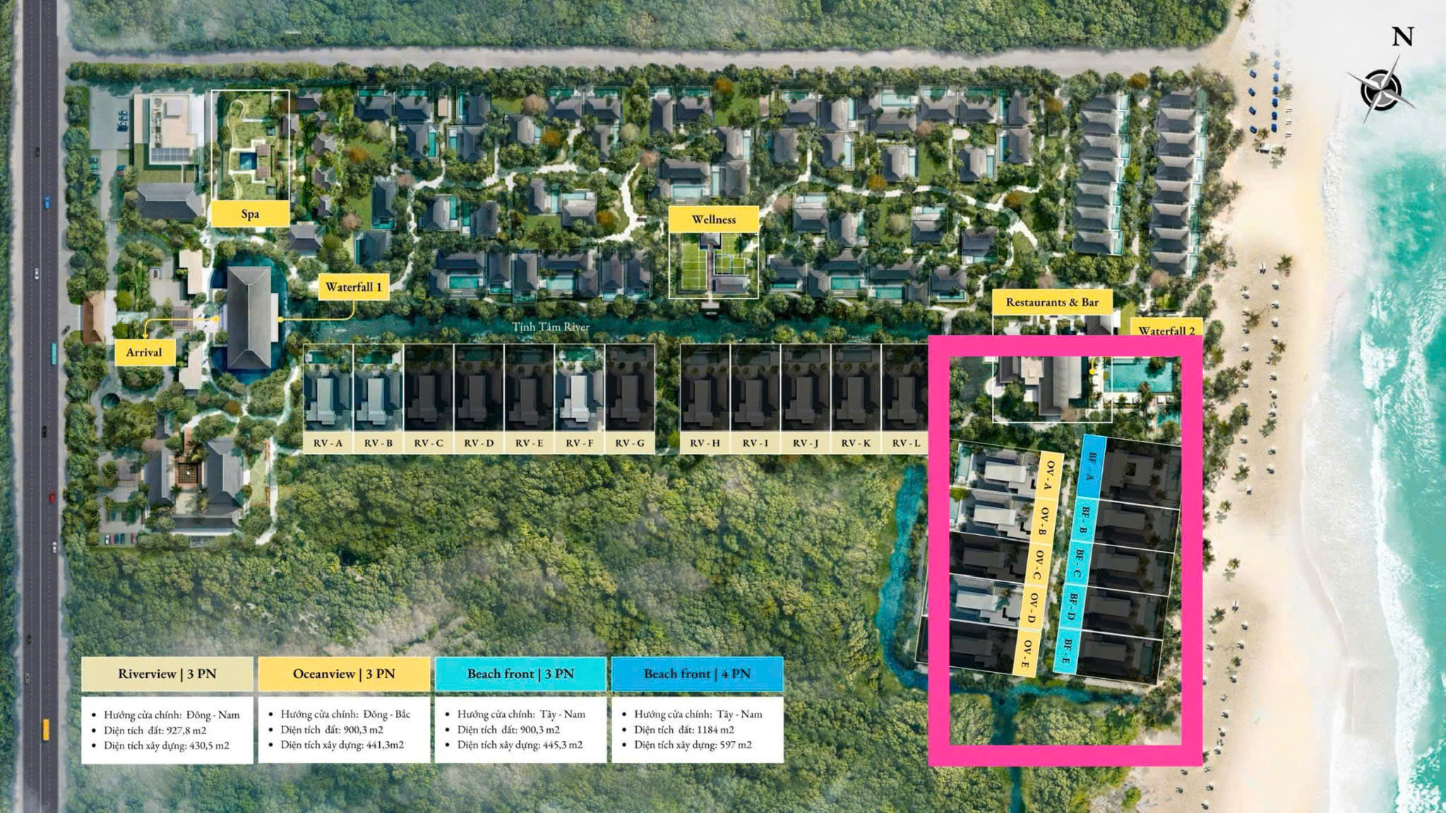Vị trí trục căn beach front trong dự án Mandarin Oriental Da Nang