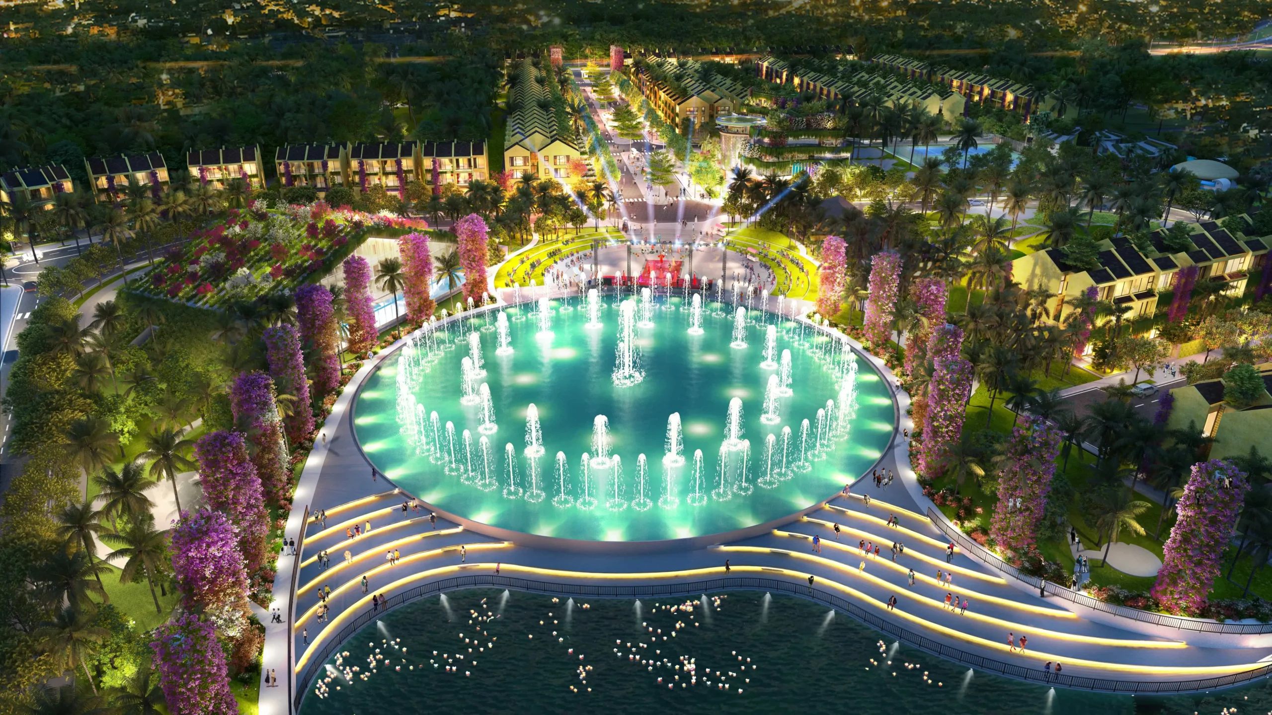 Phối cảnh tiện ích quảng trường trung tâm dự án Casamia Balanca Hội An