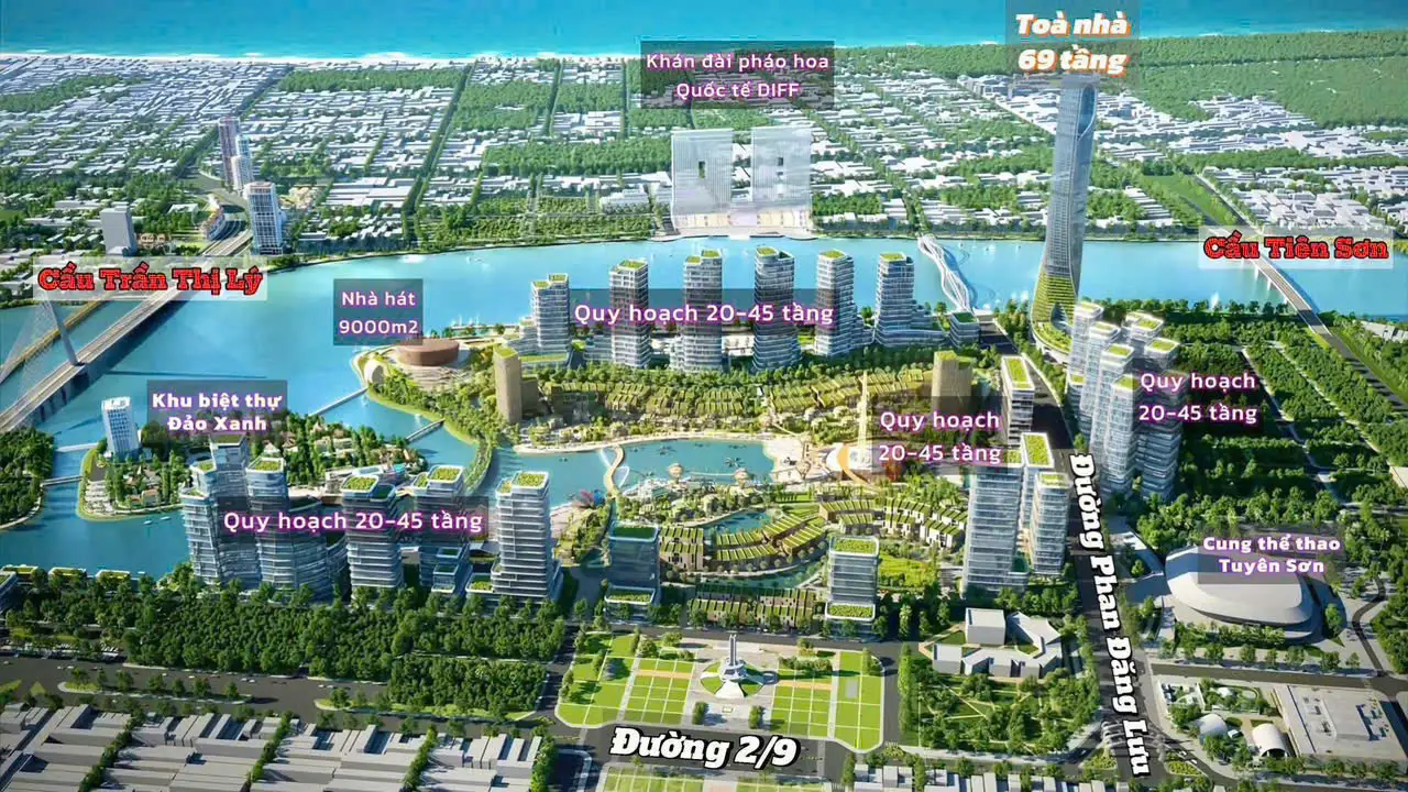 Quy hoạch và mặt bằng chung các phân khu dự án tổ hợp khu công viên văn hóa vui chơi giải trí thương mại dịch vụ cao cấp Danang Downtown