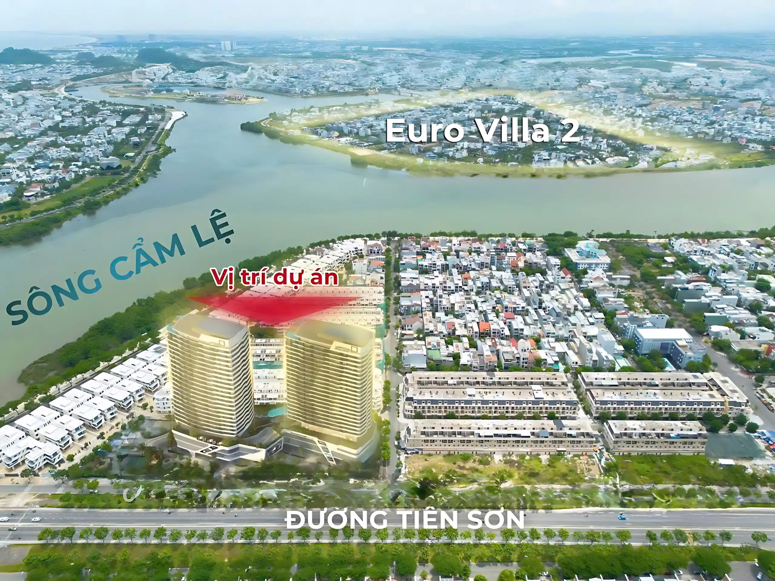 Tầm view nhìn ra sông từ vị trí dự án căn hộ The Meridian Đà Nẵng