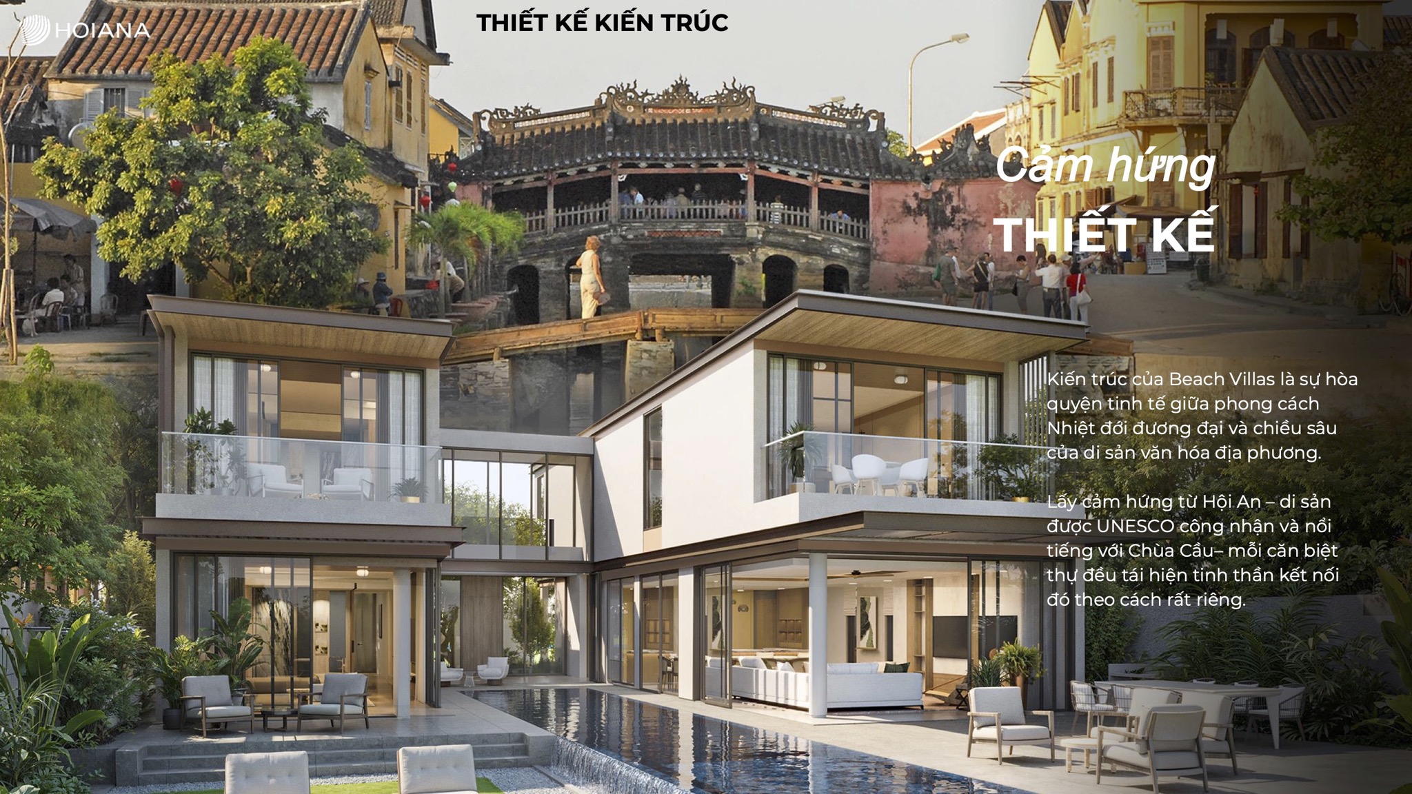 Thiết kế kiến trúc của dự án Hoiana Beach Villas thuộc tổ hợp nghỉ dưỡng Hoiana Resort & Golf