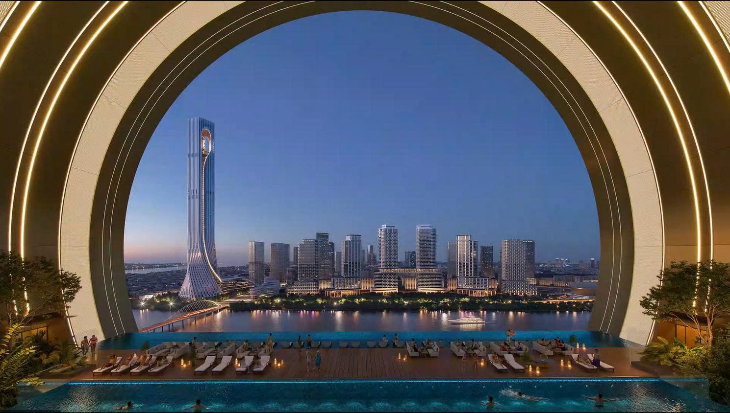 Phối cảnh view nhìn từ Moon Gate - dự án Sun Galaxy Complex sang Danang Downtown